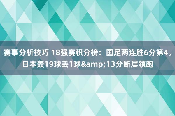 赛事分析技巧 18强赛积分榜：国足两连胜6分第4，日本轰19球丢1球&13分断层领跑