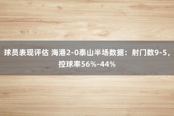 球员表现评估 海港2-0泰山半场数据：射门数9-5，控球率56%-44%