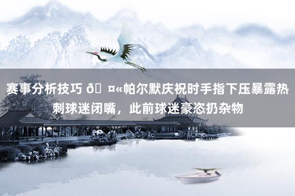 赛事分析技巧 🤫帕尔默庆祝时手指下压暴露热刺球迷闭嘴，此前球迷豪恣扔杂物