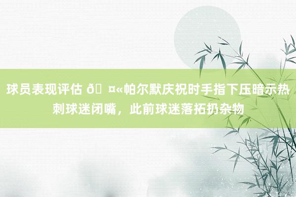 球员表现评估 🤫帕尔默庆祝时手指下压暗示热刺球迷闭嘴，此前球迷落拓扔杂物