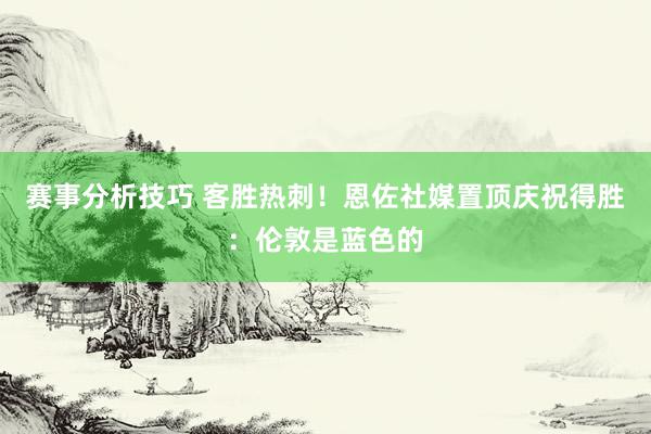 赛事分析技巧 客胜热刺！恩佐社媒置顶庆祝得胜：伦敦是蓝色的